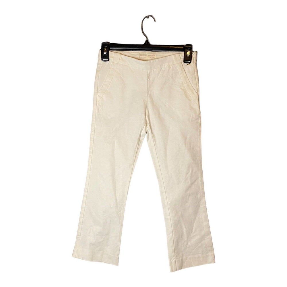 Zara Girls Cotton Twill White Pants Size 9/10 Side‎ Zip